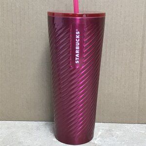 Starbucks Holiday Red Stainless Steel Spiral 24oz Tumbler
